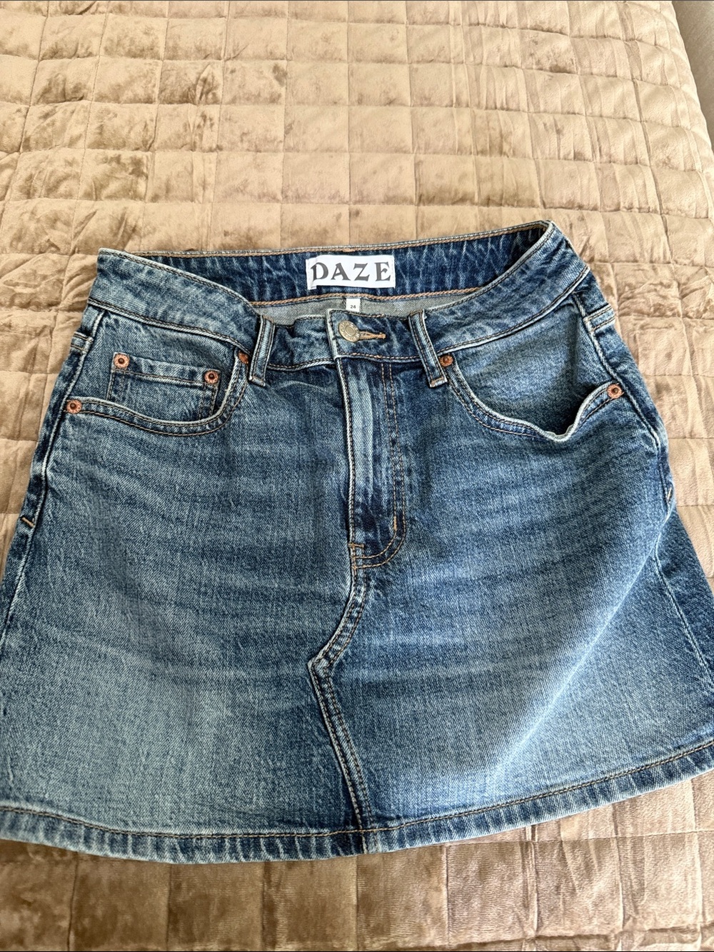 DAZE Blue Denim Mini Skirt — Casual A-Line